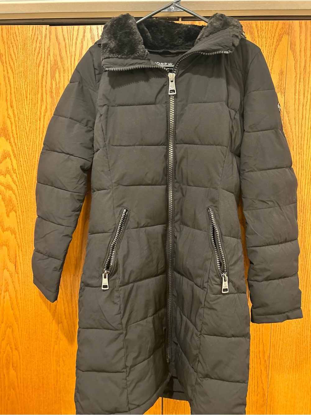 Andrew Marc Black Hooded Quilted Long Puffer Coat